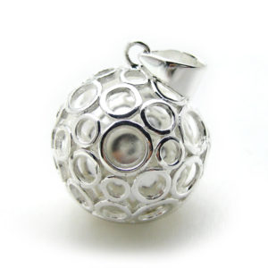Mexican Bola Bubble 20mm. Rhodium Plated