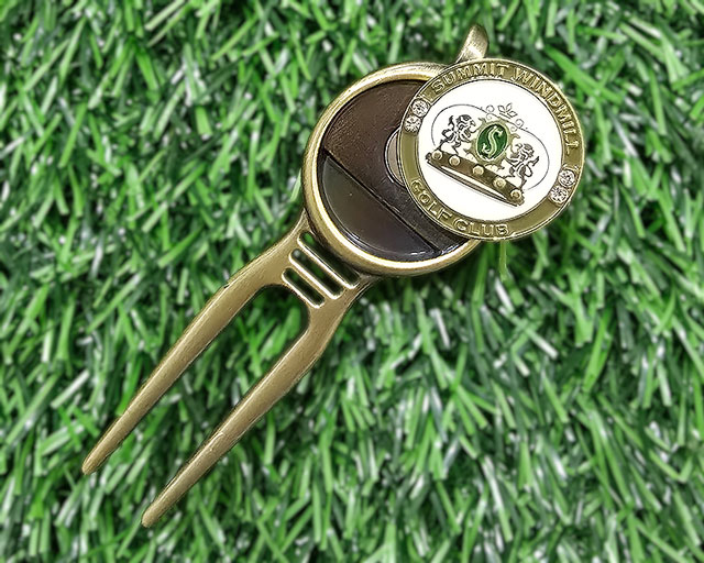 รับผลิตและออกแบบของพรี่เมี่ยมงานกอล์ฟ-ที่ซ่อมกรีนพร้อม ball marker โลโก้สนามกอล์ฟสั่งผลิตขั้นต่ำ 100 ชิ้น